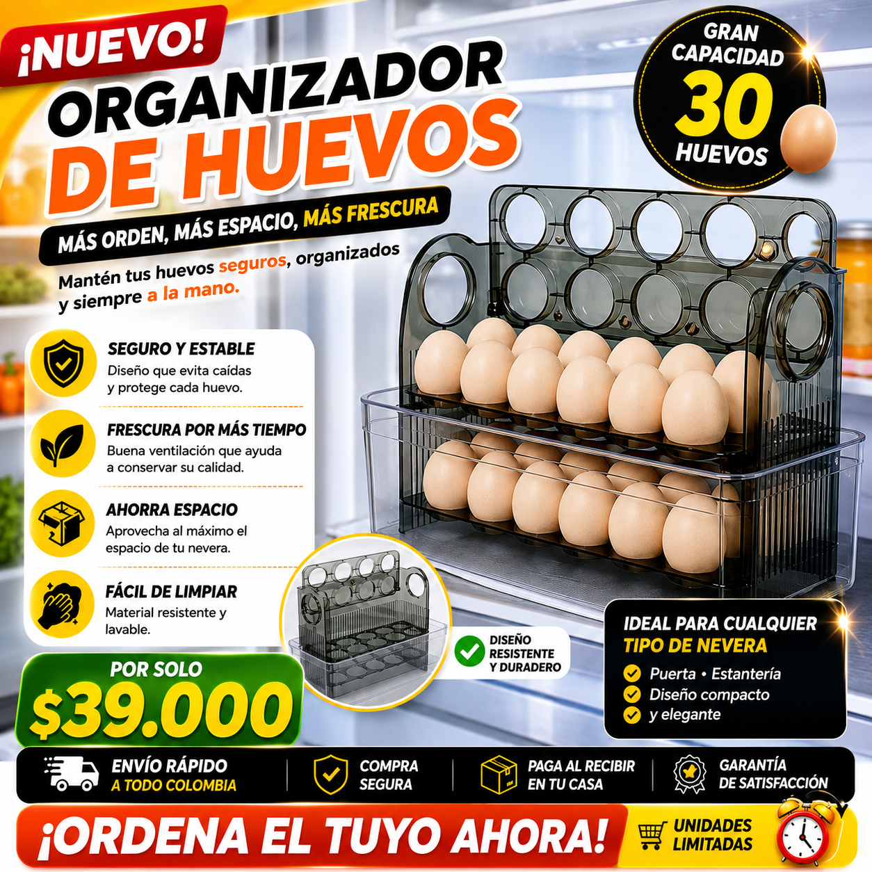 Organizador de huevos 30 puestos